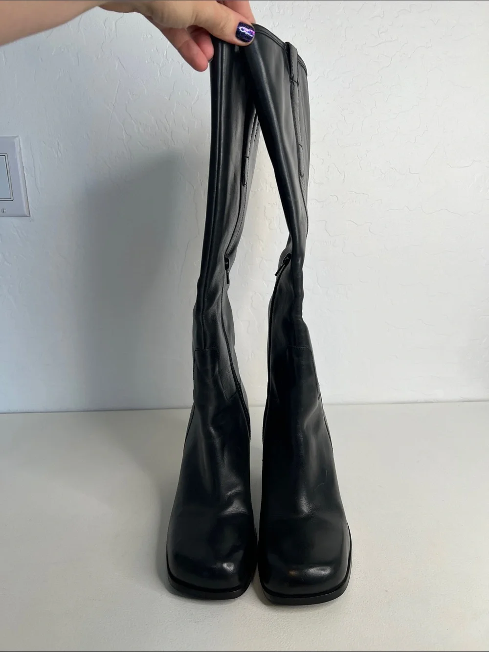 Free People Naomi Tall Leather Boots in Black Size 9